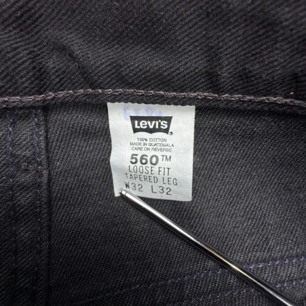 Vintage Levis 560 Loose Fit Tapered Leg Jeans Mens 32x32 Black Denim NWT NOS